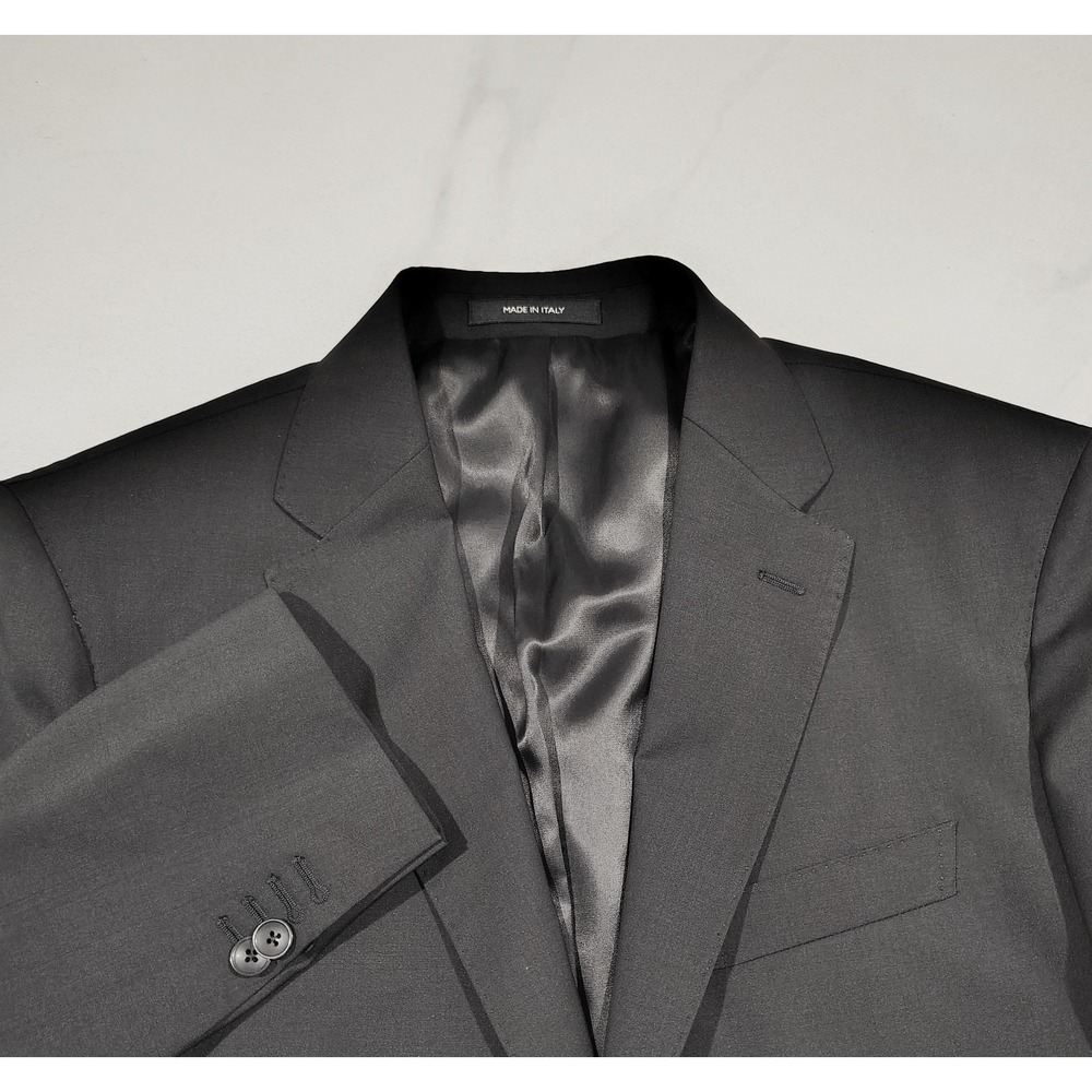 Angelo Nardelli Sport coat Blazer Mens Black Marzotto Wool Stretch Size 44 Italy